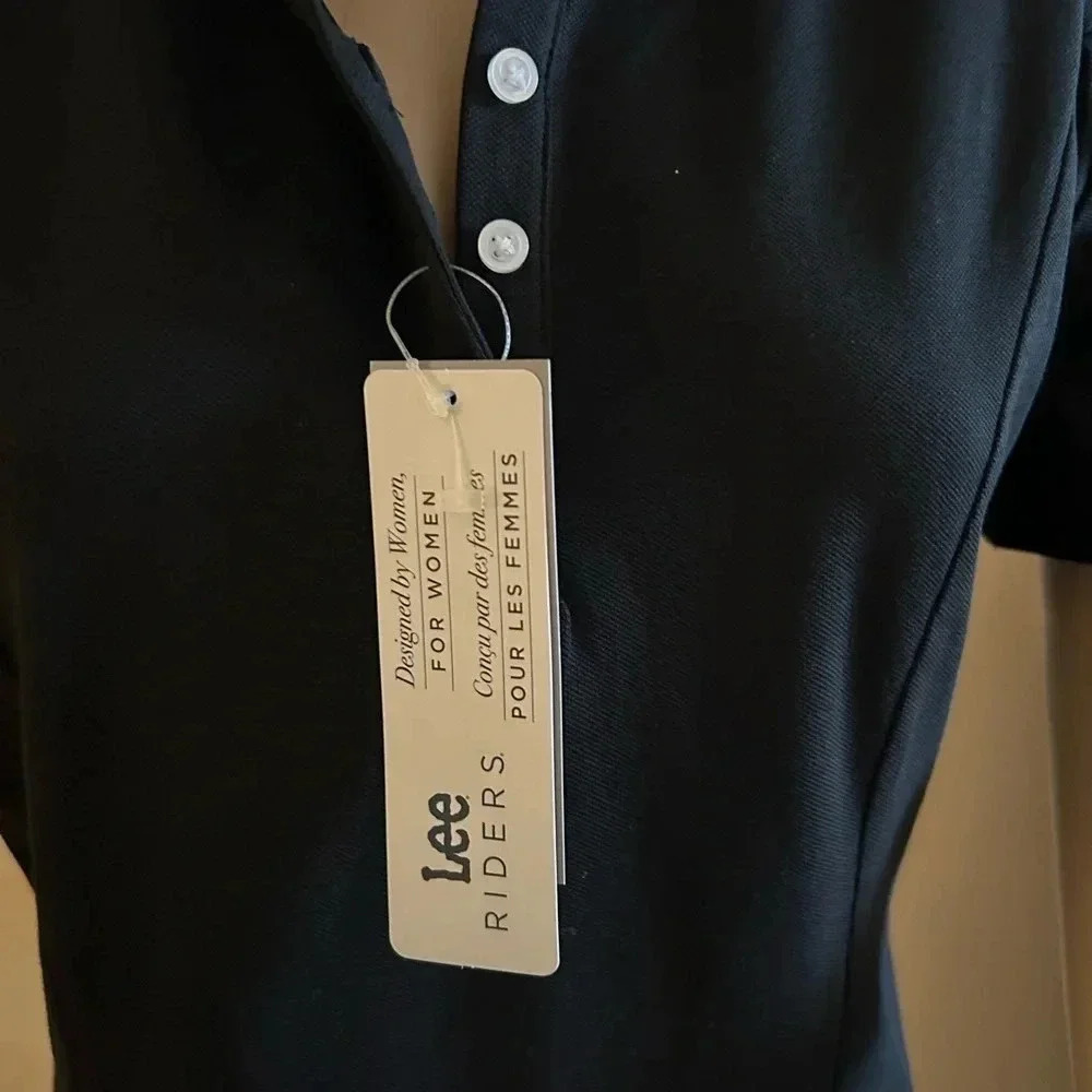 polo shirt  golf cotton black, NWT, Y2K vtg,LEE Riders activewear,cottagecore - Picture 8 of 13